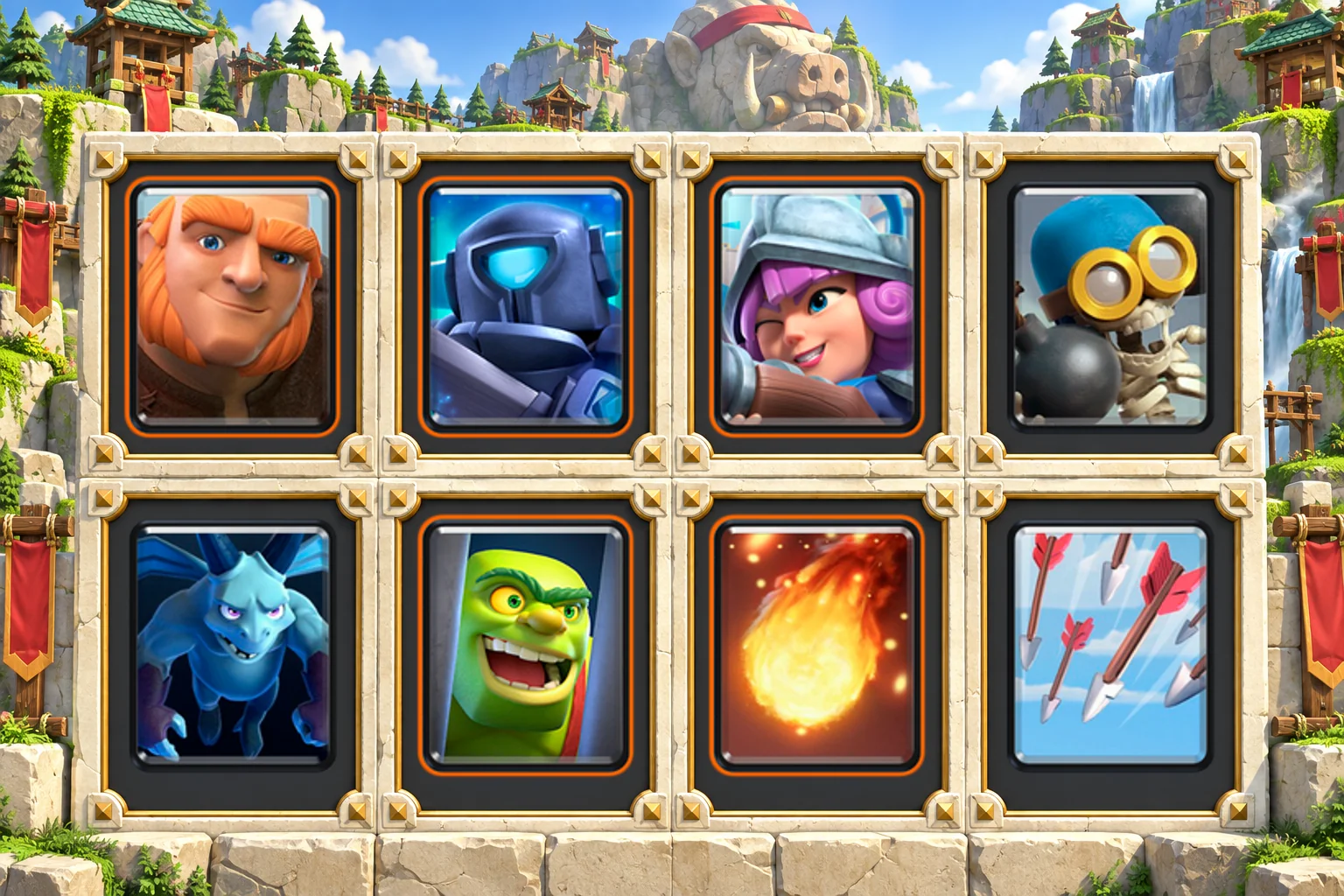Giant Musketeer Fundamentals: Giant, Mini P.E.K.K.A, Musketeer, Bomber, Minions, Goblin Cage, Fireball, Arrows