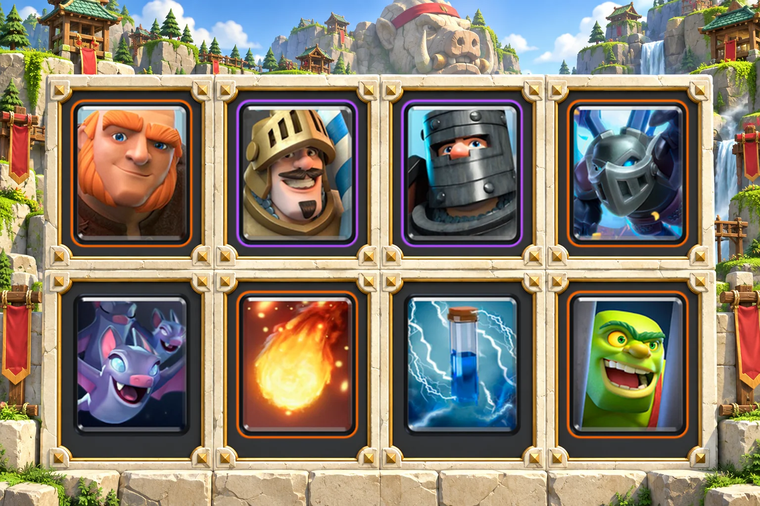 Giant Double Prince: Giant, Prince, Dark Prince, Mega Minion, Bats, Fireball, Zap, Goblin Cage
