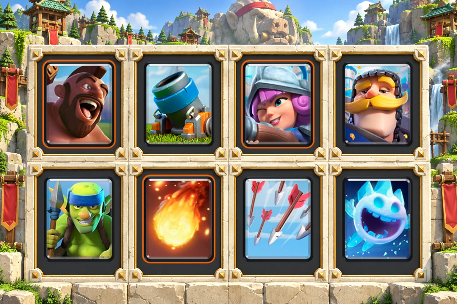 Hog Mortar Split Pressure: Hog Rider, Mortar, Musketeer, Knight, Spear Goblins, Fireball, Arrows, Ice Spirit