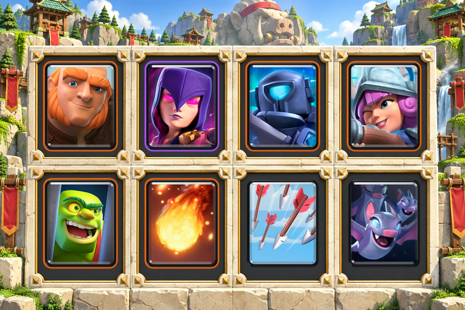Giant Witch Support: Giant, Witch, Mini P.E.K.K.A, Musketeer, Goblin Cage, Fireball, Arrows, Bats