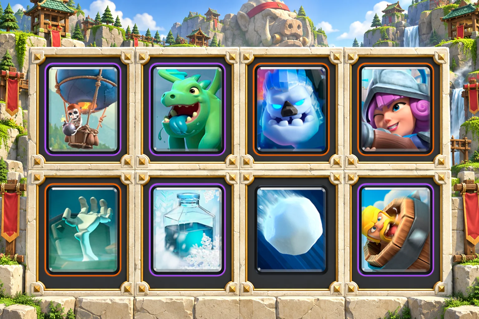 Balloon Freeze Counterpush: Balloon, Baby Dragon, Ice Golem, Musketeer, Tombstone, Freeze, Giant Snowball, Barbarian Barrel