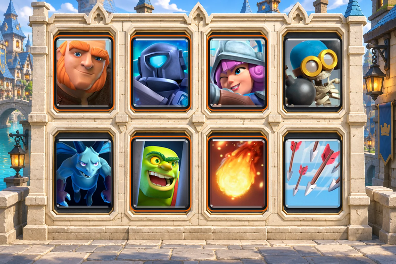Giant Musketeer Fundamentals: Giant, Mini P.E.K.K.A, Musketeer, Bomber, Minions, Goblin Cage, Fireball, Arrows