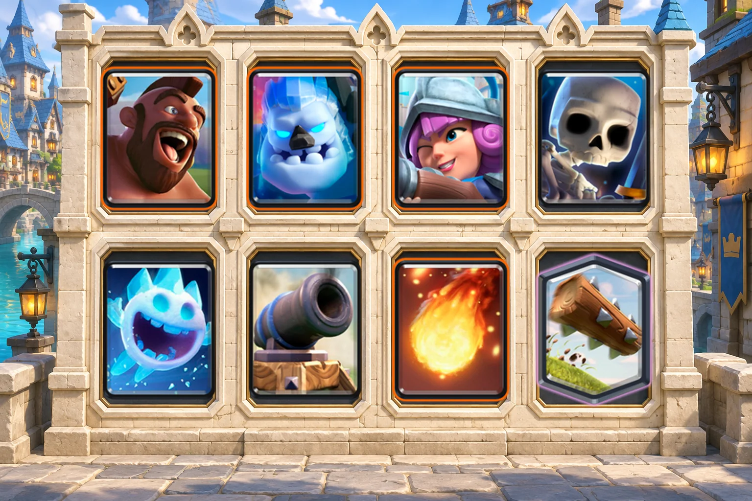 Hog Ice Golem Cycle: Hog Rider, Ice Golem, Musketeer, Skeletons, Ice Spirit, Cannon, Fireball, The Log