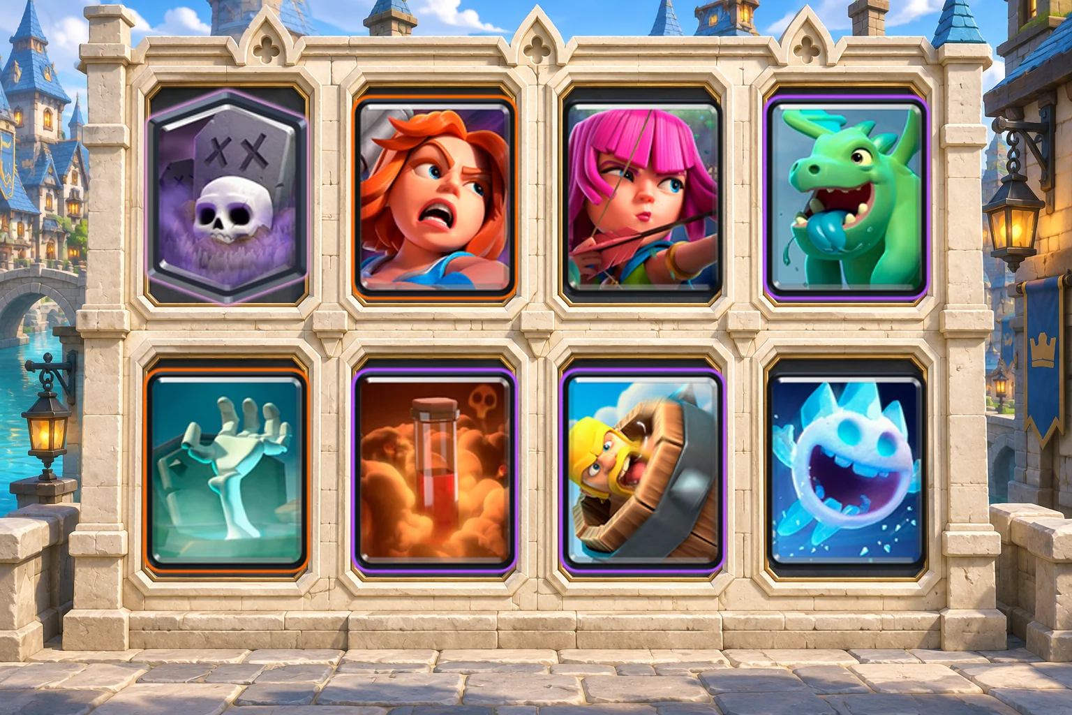 Valkyrie Graveyard Archers: Graveyard, Valkyrie, Archers, Baby Dragon, Tombstone, Poison, Barbarian Barrel, Ice Spirit
