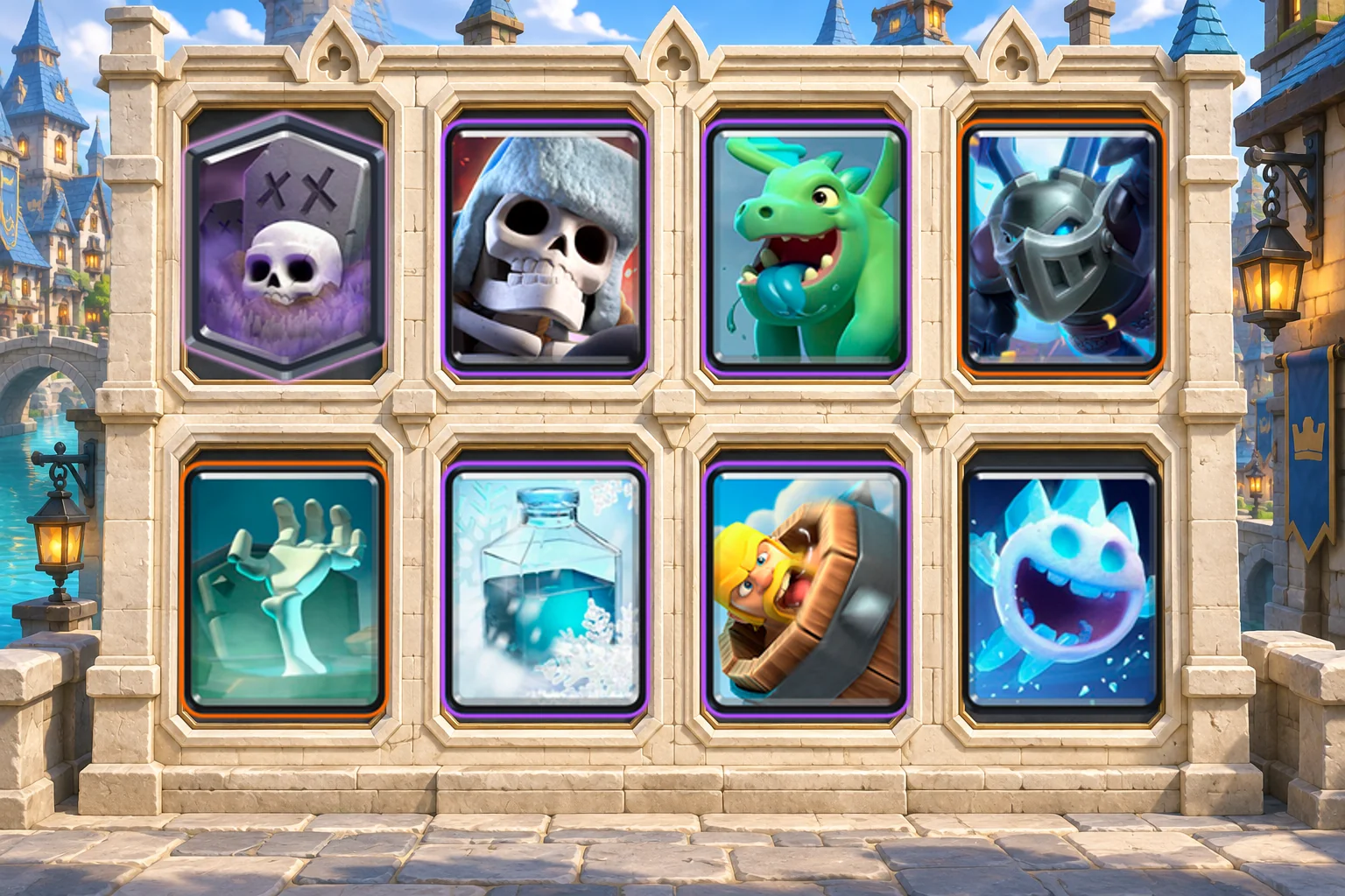 Graveyard Freeze Counterpush: Graveyard, Giant Skeleton, Baby Dragon, Mega Minion, Tombstone, Freeze, Barbarian Barrel, Ice Spirit