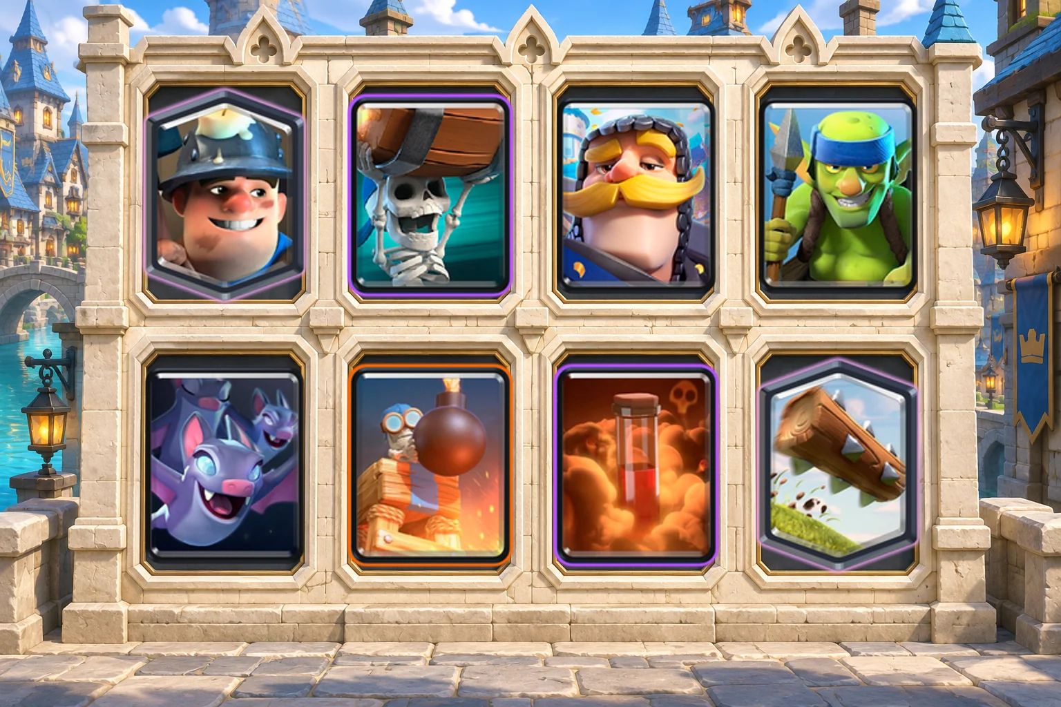Miner Wall Breakers Control: Miner, Wall Breakers, Knight, Spear Goblins, Bats, Bomb Tower, Poison, The Log