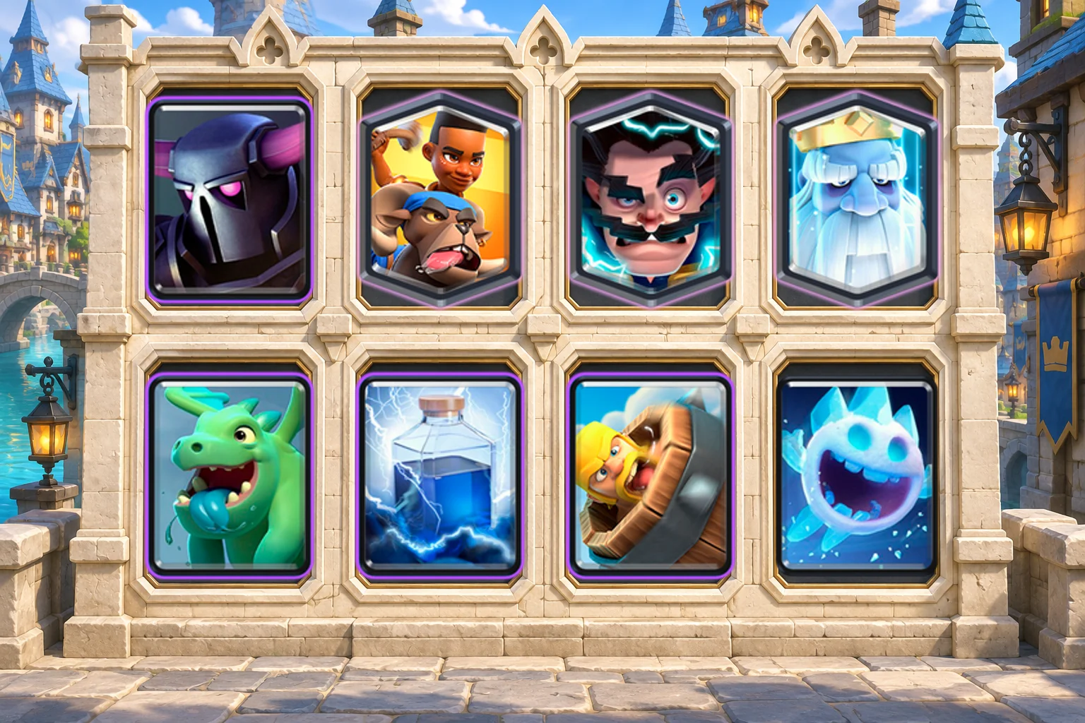 P.E.K.K.A Ram Rider: P.E.K.K.A, Ram Rider, Electro Wizard, Royal Ghost, Baby Dragon, Lightning, Barbarian Barrel, Ice Spirit