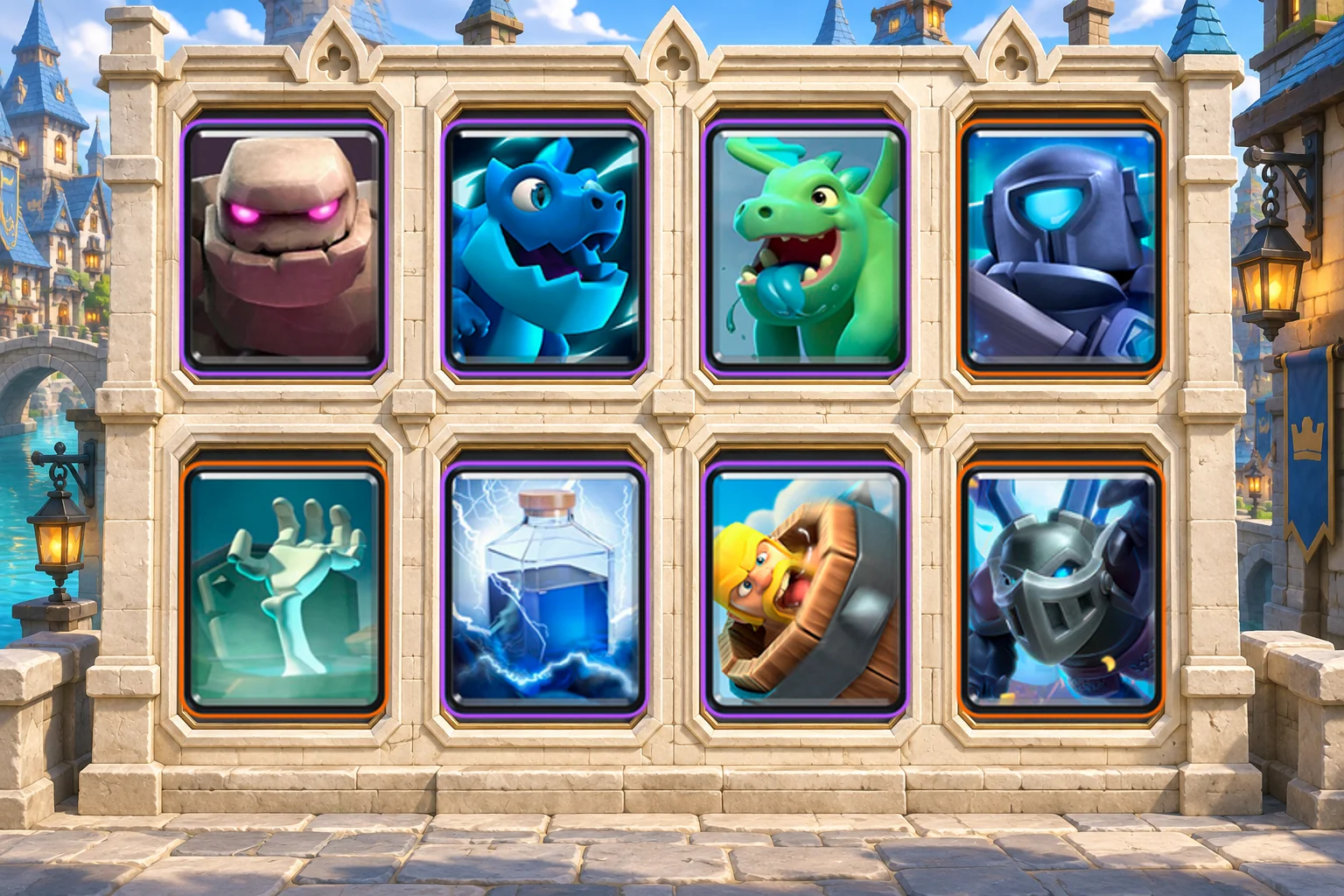 Golem Electro Dragon: Golem, Electro Dragon, Baby Dragon, Mini P.E.K.K.A, Tombstone, Lightning, Barbarian Barrel, Mega Minion