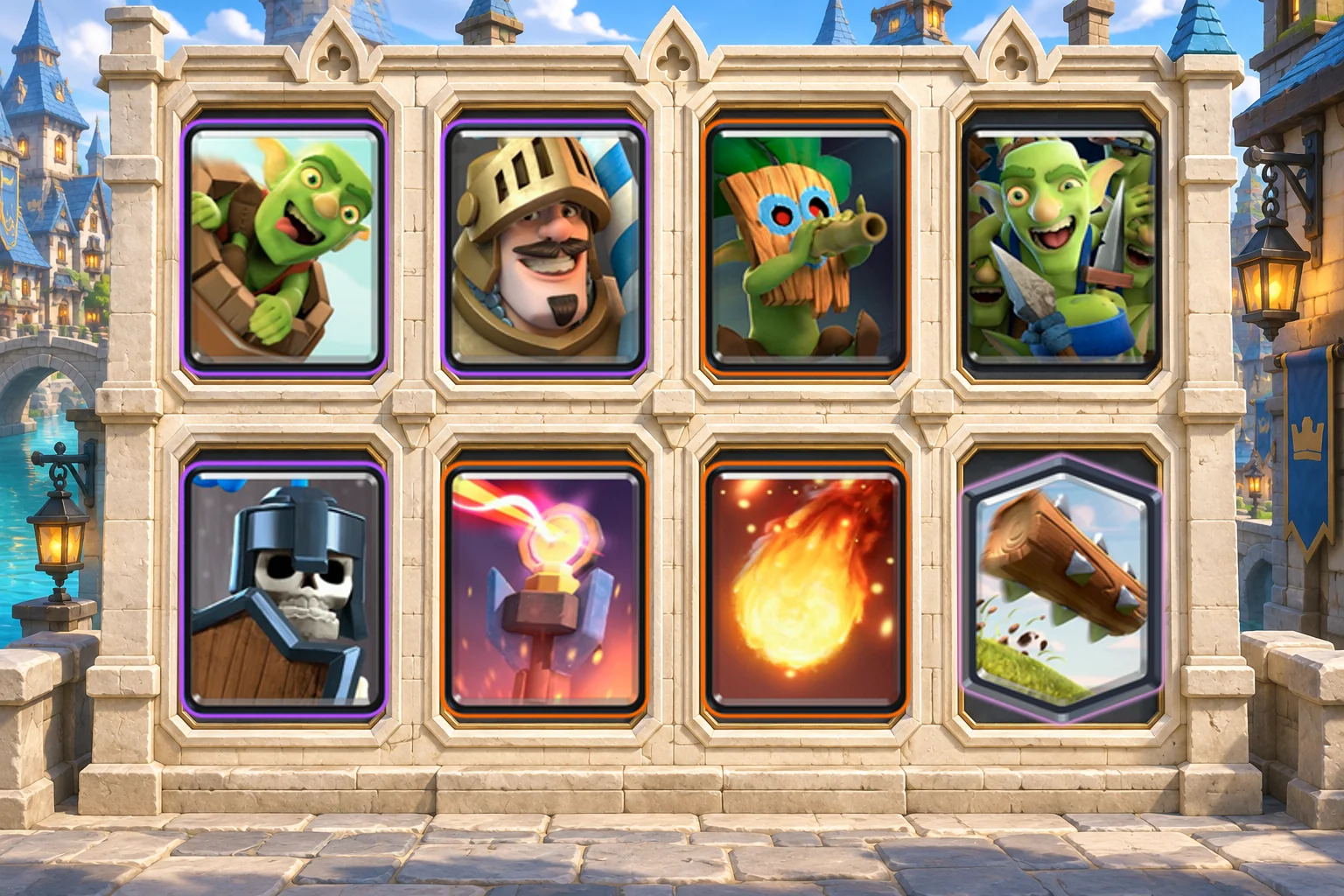 Prince Goblin Barrel Pressure: Goblin Barrel, Prince, Dart Goblin, Goblin Gang, Guards, Inferno Tower, Fireball, The Log