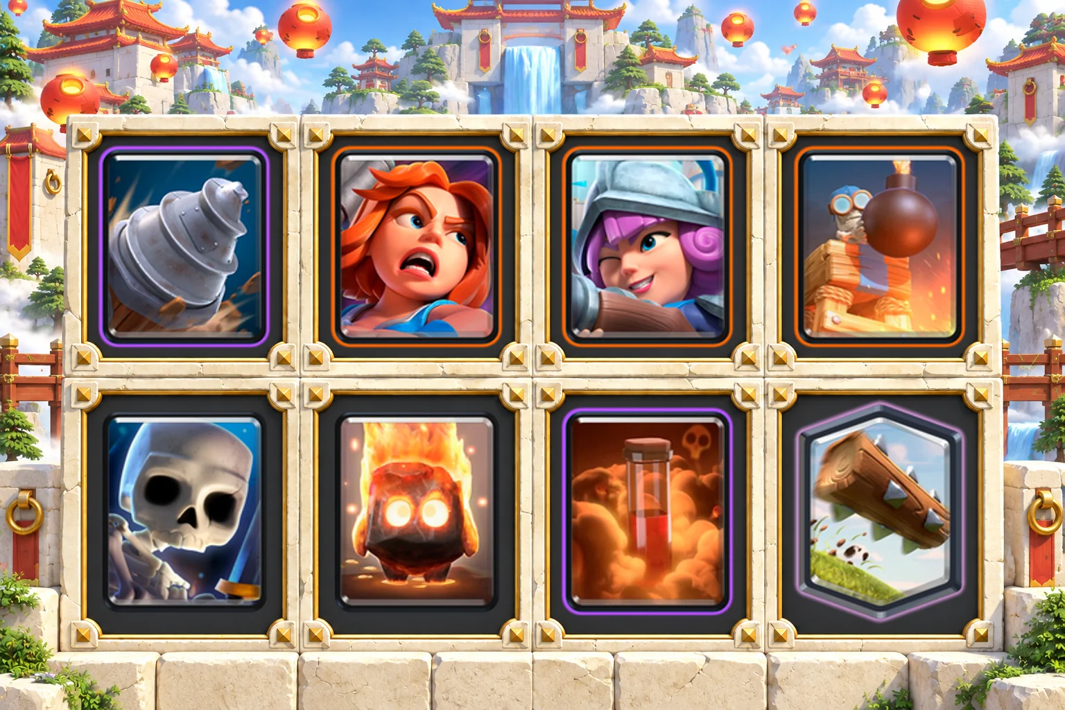 Goblin Drill Valkyrie Control: Goblin Drill, Valkyrie, Musketeer, Bomb Tower, Skeletons, Fire Spirit, Poison, The Log