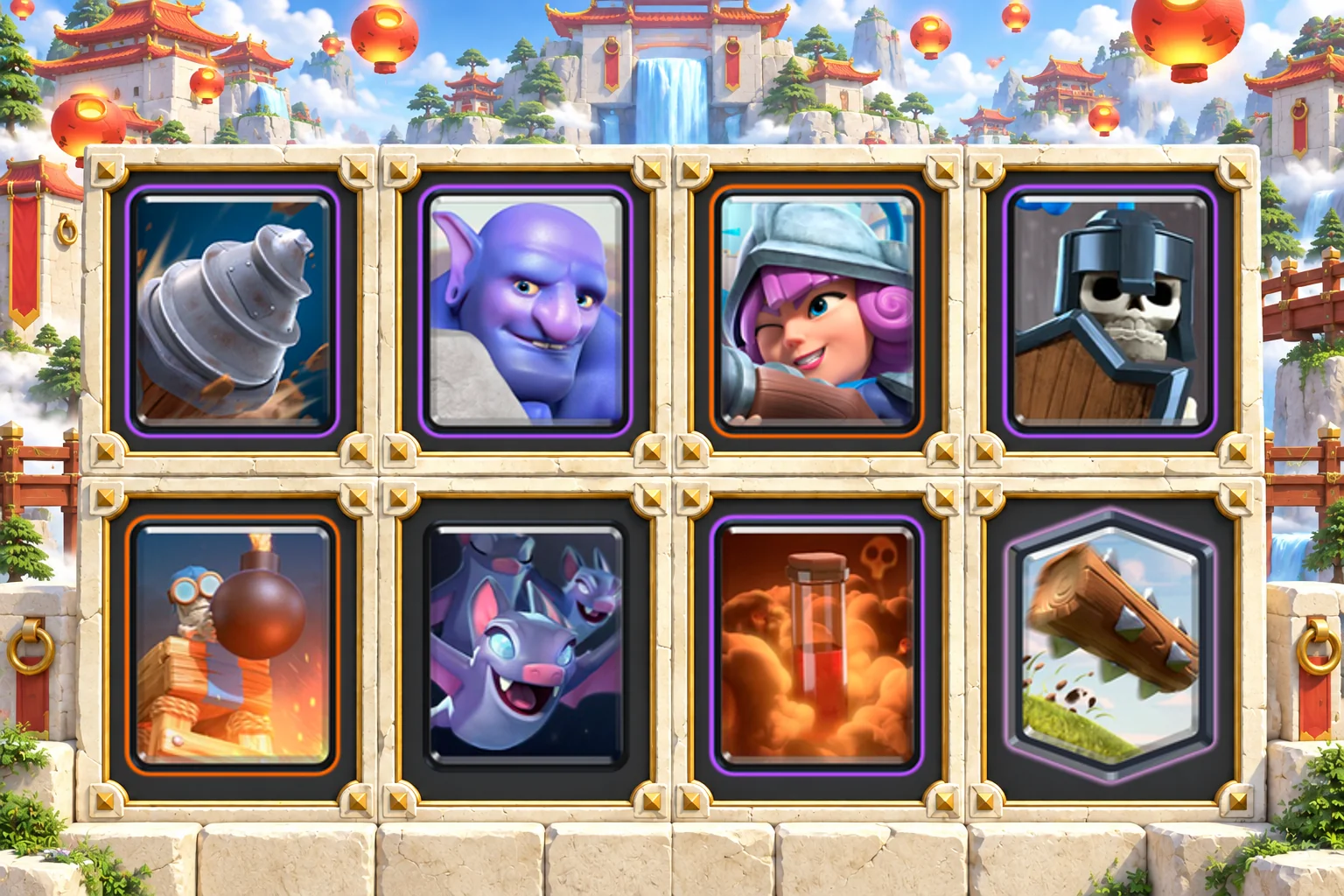 Drill Bowler Poison: Goblin Drill, Bowler, Musketeer, Guards, Bomb Tower, Bats, Poison, The Log