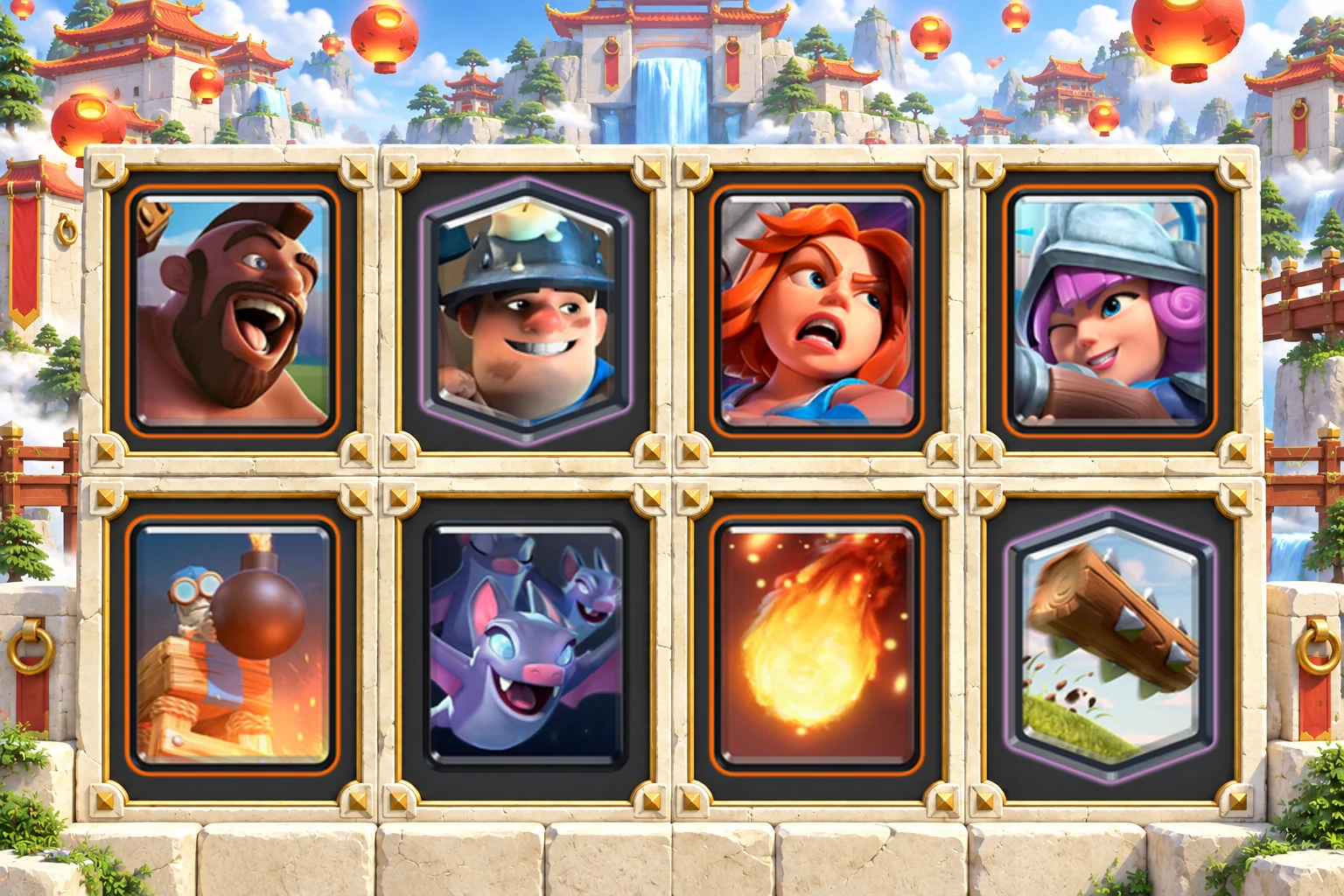 Hog Miner Dual Chip: Hog Rider, Miner, Valkyrie, Musketeer, Bomb Tower, Bats, Fireball, The Log