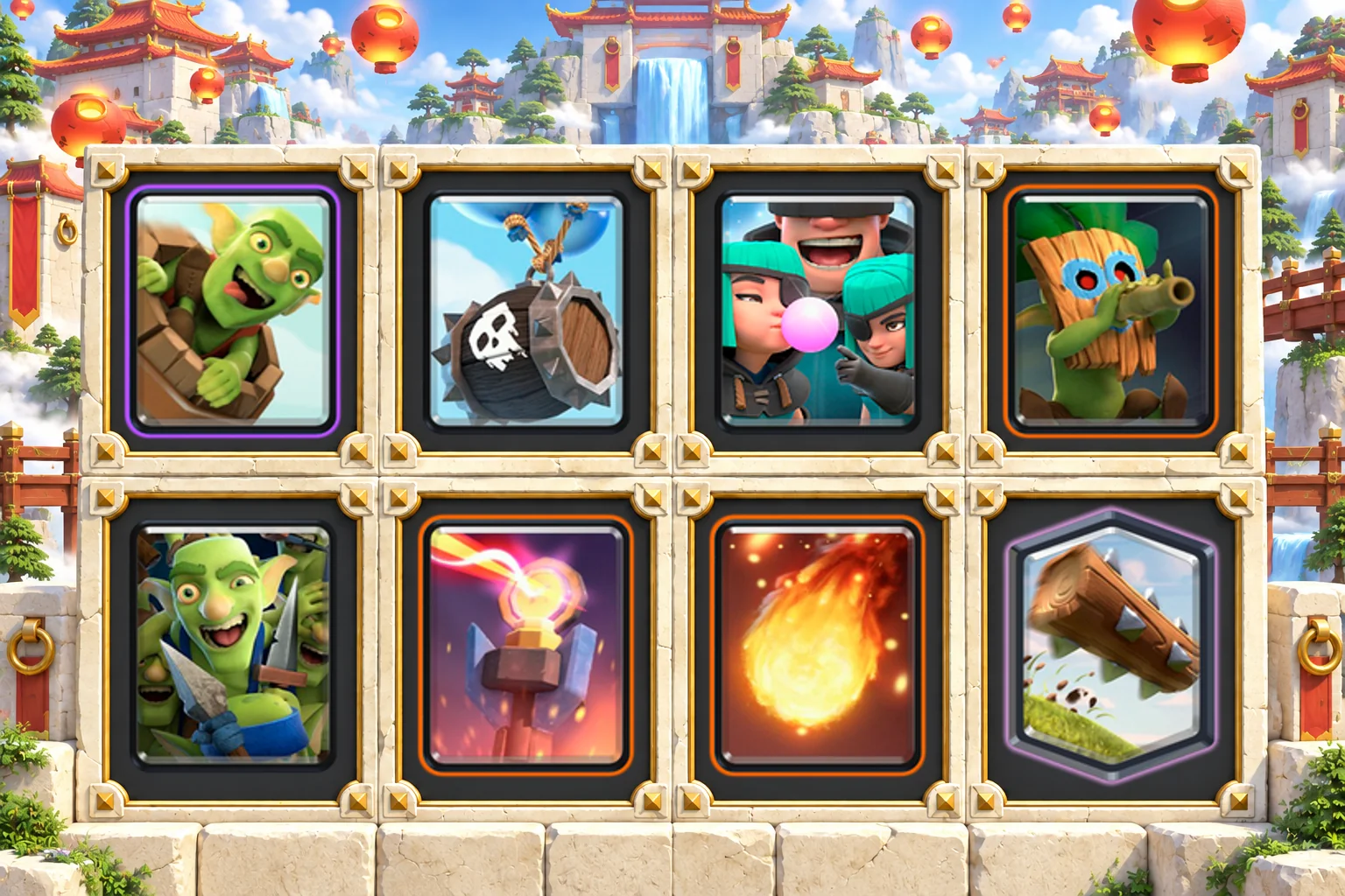 Double Barrel Rascals: Goblin Barrel, Skeleton Barrel, Rascals, Dart Goblin, Goblin Gang, Inferno Tower, Fireball, The Log