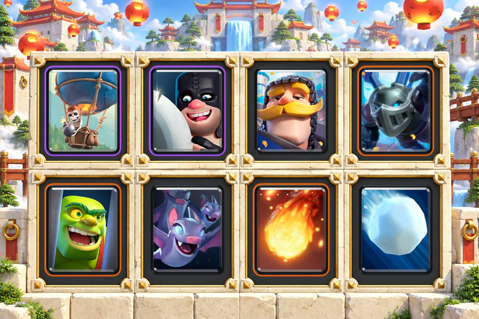 Balloon Executioner Cage: Balloon, Executioner, Knight, Mega Minion, Goblin Cage, Bats, Fireball, Giant Snowball