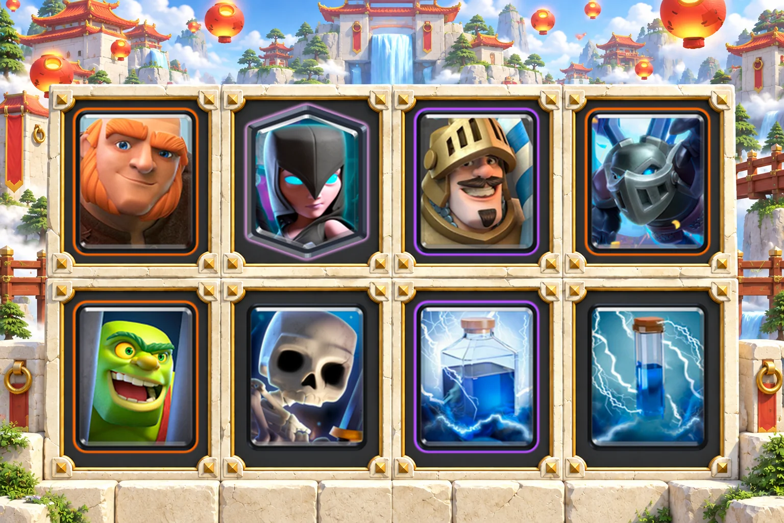 Giant Night Witch Lightning: Giant, Night Witch, Prince, Mega Minion, Goblin Cage, Skeletons, Lightning, Zap