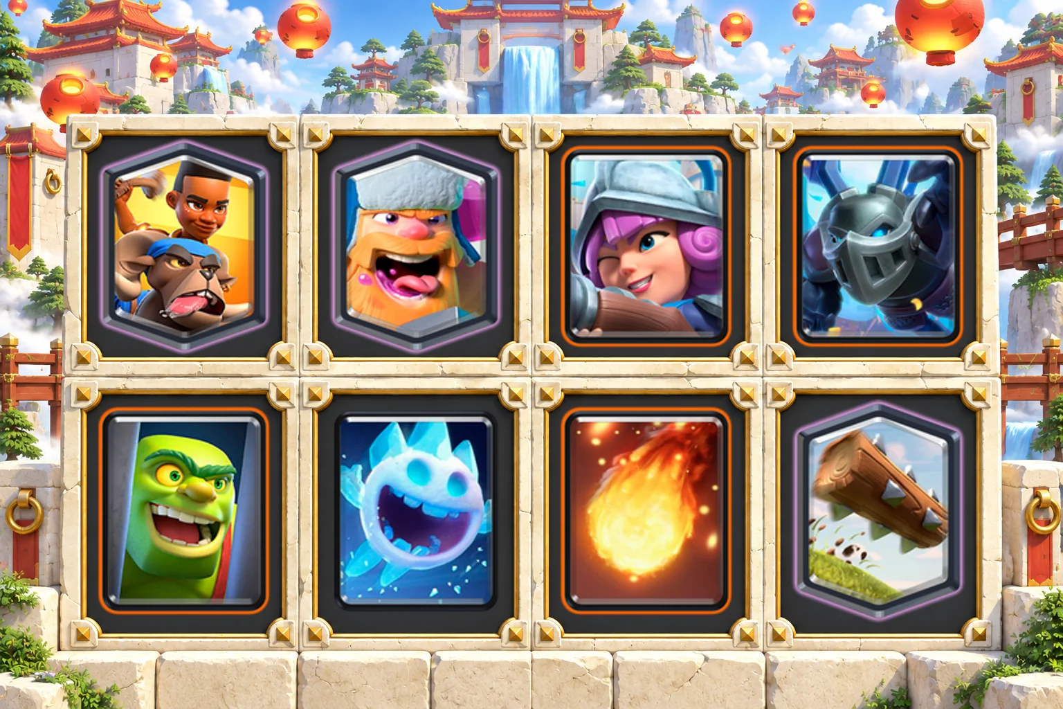 Ram Rider Lumberjack Control: Ram Rider, Lumberjack, Musketeer, Mega Minion, Goblin Cage, Ice Spirit, Fireball, The Log