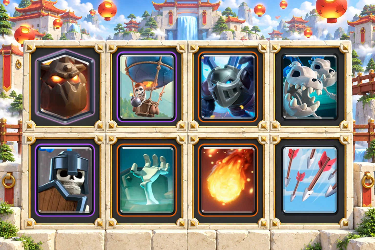 Lava Balloon Double Air: Lava Hound, Balloon, Mega Minion, Skeleton Dragons, Guards, Tombstone, Fireball, Arrows