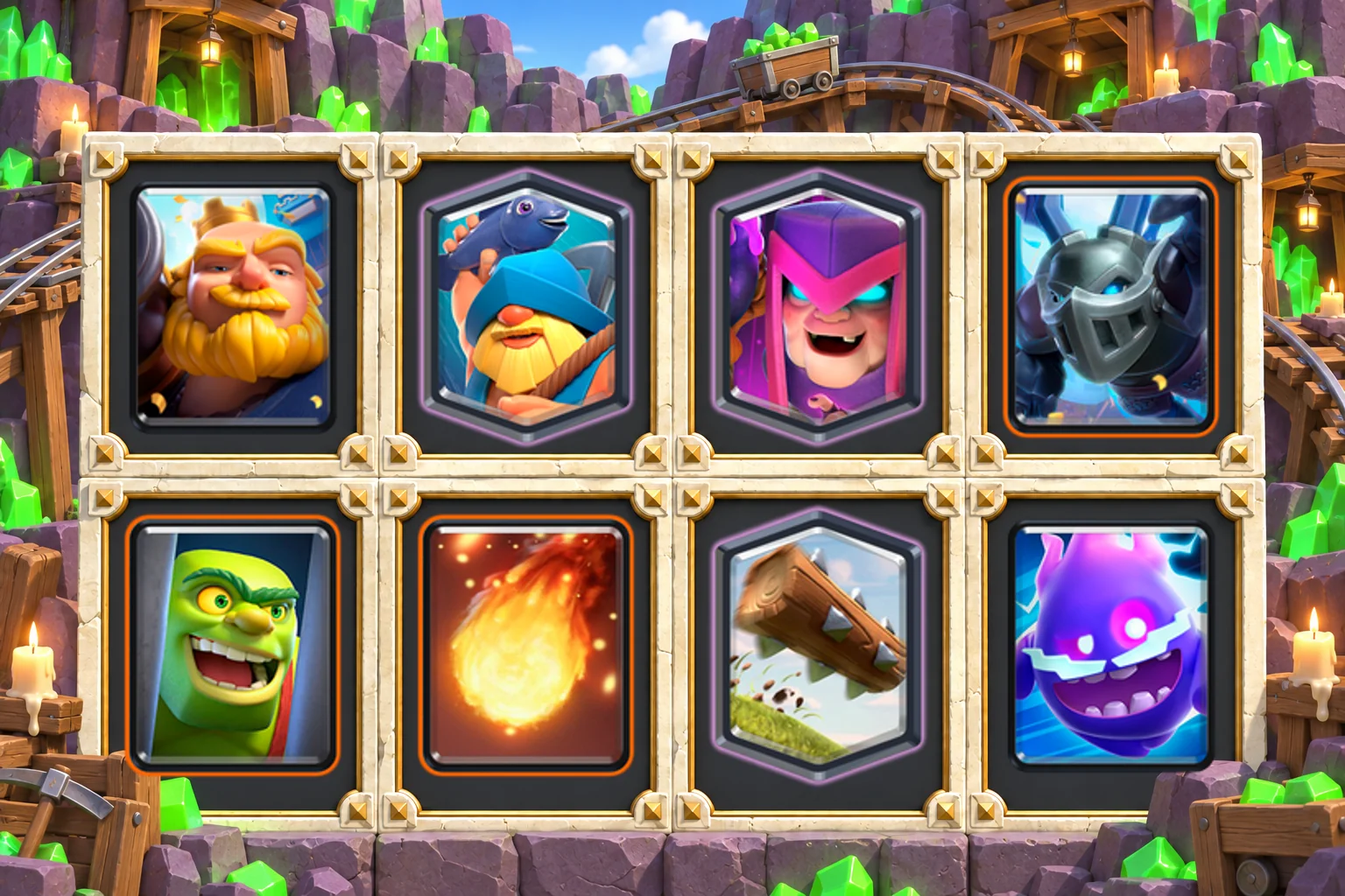 Royal Giant Mother Witch Punish: Royal Giant, Fisherman, Mother Witch, Mega Minion, Goblin Cage, Fireball, The Log, Electro Spirit