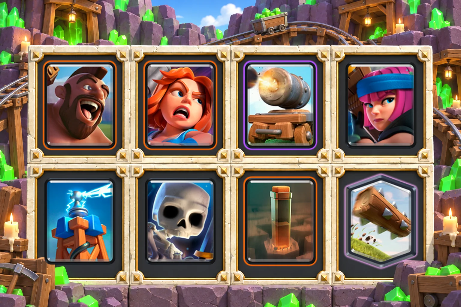 Hog Cannon Cart Control: Hog Rider, Valkyrie, Cannon Cart, Firecracker, Tesla, Skeletons, Earthquake, The Log