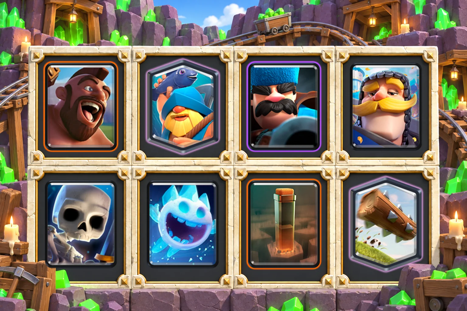 Hog Fisherman Hunter: Hog Rider, Fisherman, Hunter, Knight, Skeletons, Ice Spirit, Earthquake, The Log
