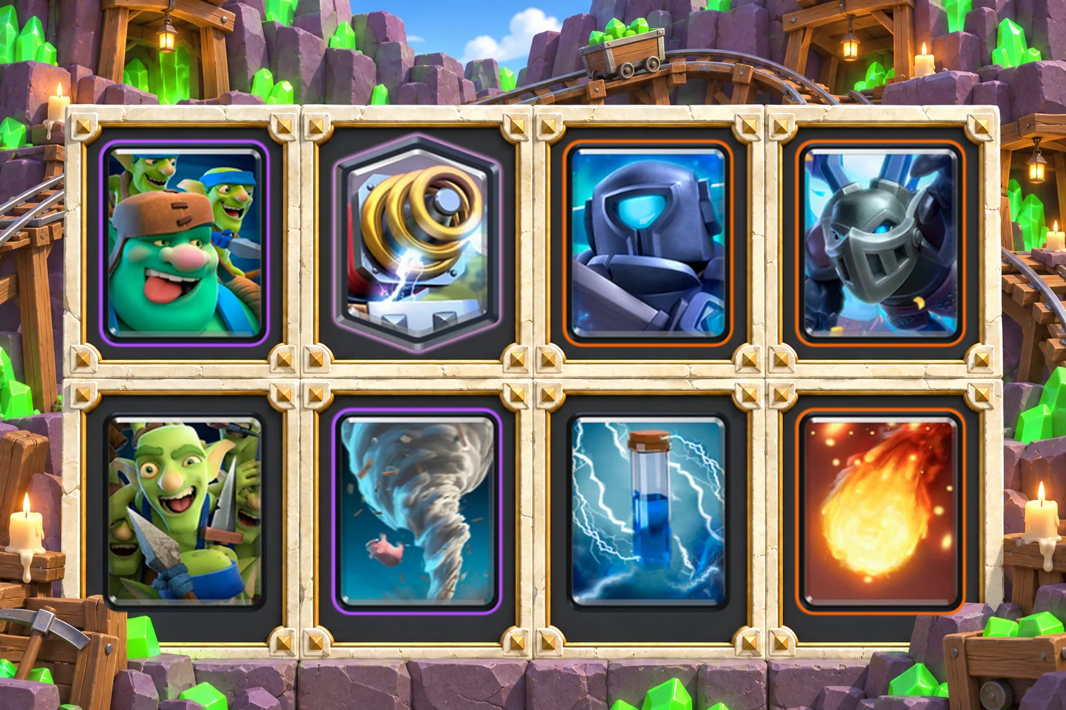 Goblin Giant Sparky Tornado: Goblin Giant, Sparky, Mini P.E.K.K.A, Mega Minion, Goblin Gang, Tornado, Zap, Fireball