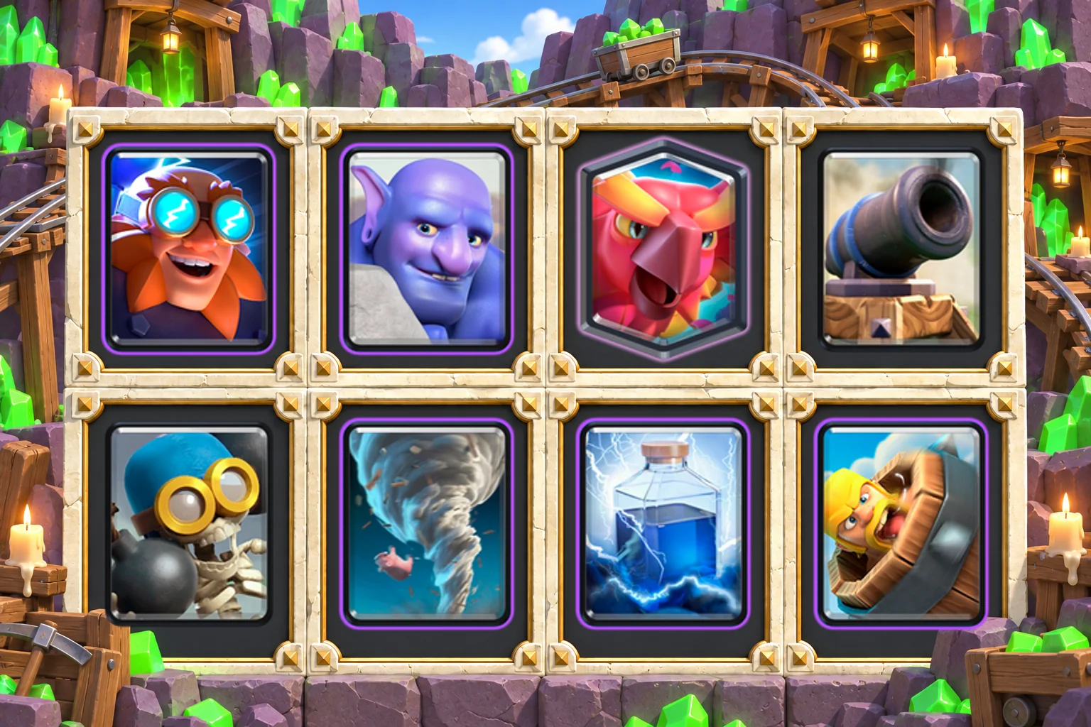 Electro Giant Bowler Tornado: Electro Giant, Bowler, Phoenix, Cannon, Bomber, Tornado, Lightning, Barbarian Barrel