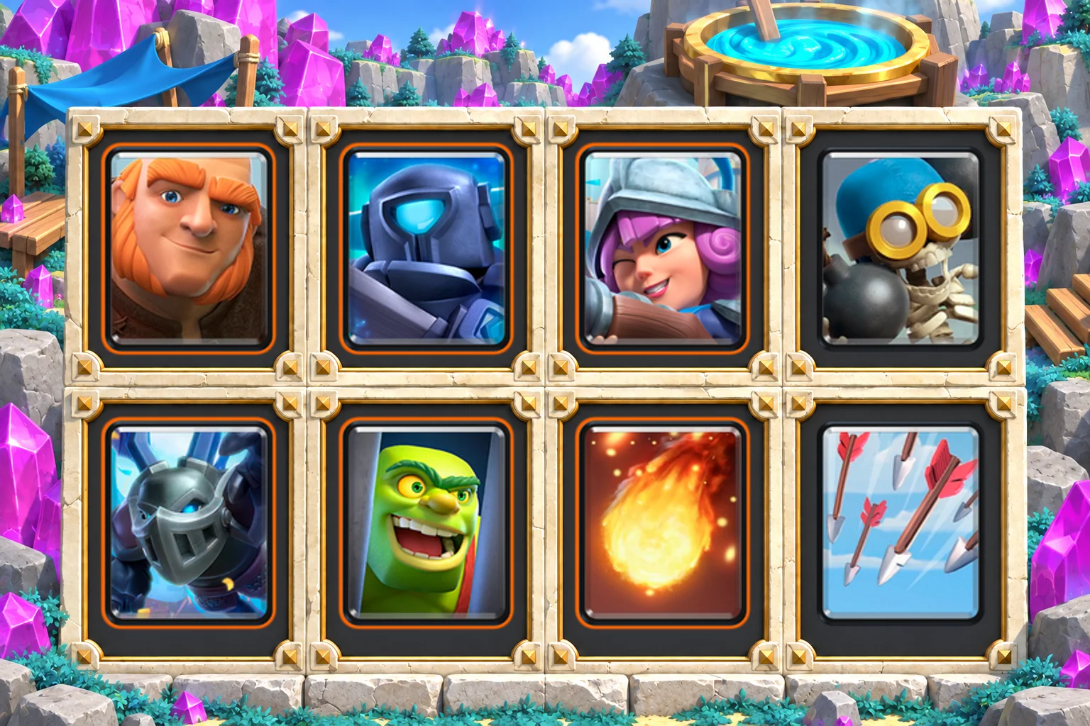Giant Musketeer Fundamentals: Giant, Mini P.E.K.K.A, Musketeer, Bomber, Mega Minion, Goblin Cage, Fireball, Arrows