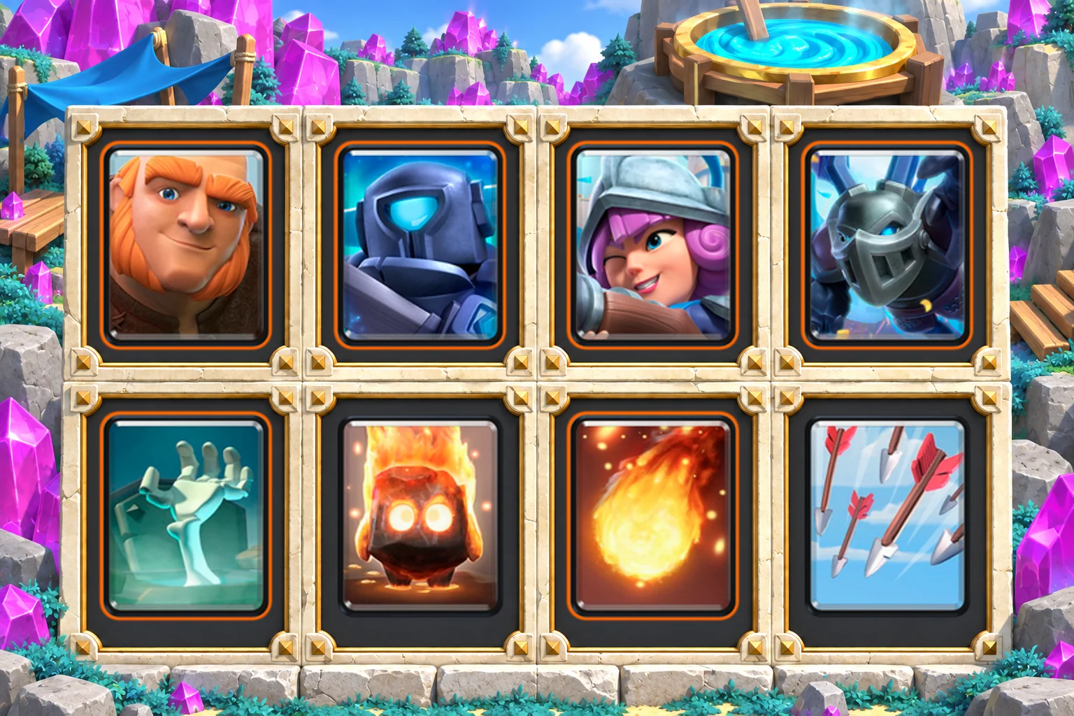 Giant Fire Spirit Swarm Clear: Giant, Mini P.E.K.K.A, Musketeer, Mega Minion, Tombstone, Fire Spirit, Fireball, Arrows