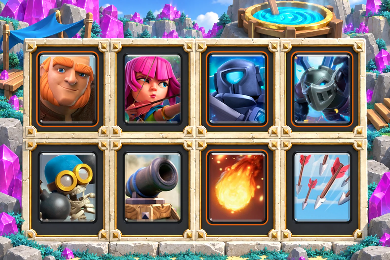 Giant Split Archers Tempo: Giant, Archers, Mini P.E.K.K.A, Mega Minion, Bomber, Cannon, Fireball, Arrows