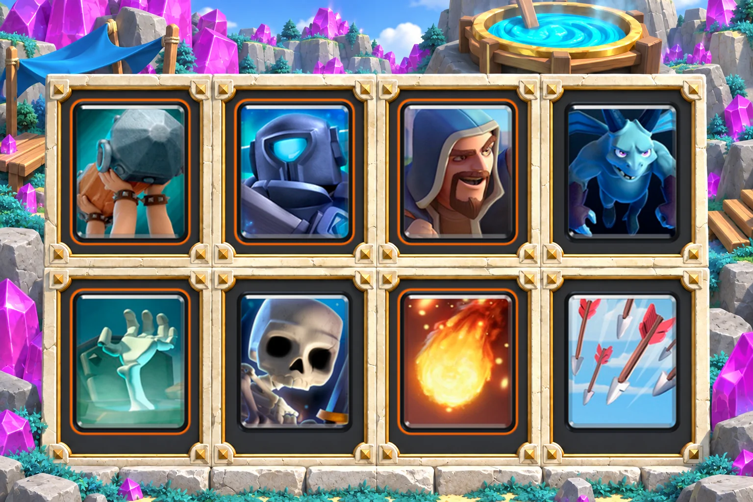 Ram Wizard Minion Pressure: Battle Ram, Mini P.E.K.K.A, Wizard, Minions, Tombstone, Skeletons, Fireball, Arrows