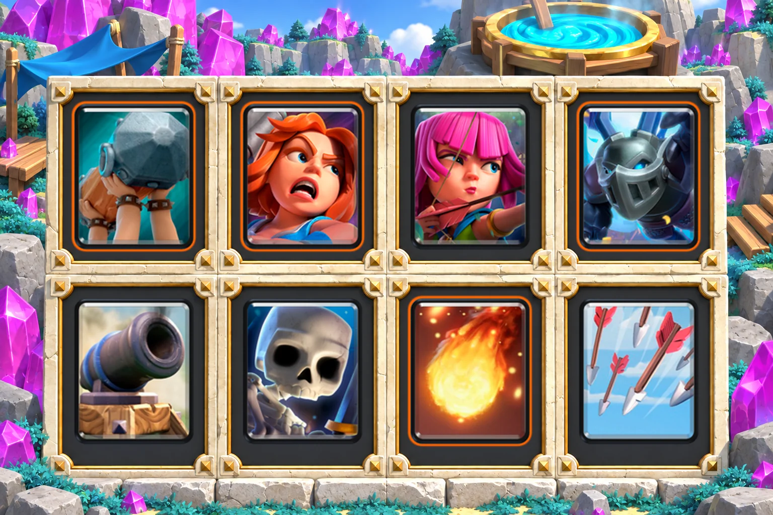 Ram Valkyrie Archer Cycle: Battle Ram, Valkyrie, Archers, Mega Minion, Cannon, Skeletons, Fireball, Arrows