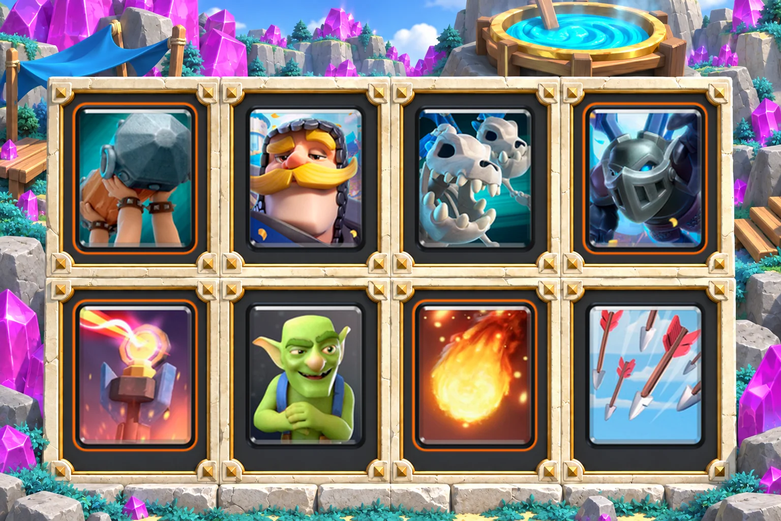 Ram Inferno Double Flyers: Battle Ram, Knight, Skeleton Dragons, Mega Minion, Inferno Tower, Goblins, Fireball, Arrows