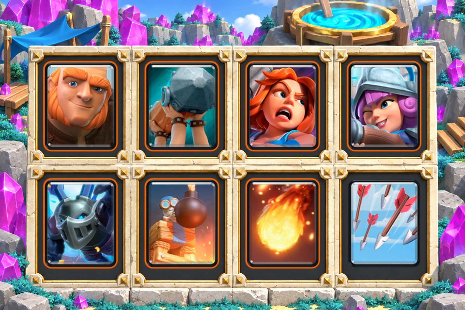 Giant Ram Valkyrie Defense: Giant, Battle Ram, Valkyrie, Musketeer, Mega Minion, Bomb Tower, Fireball, Arrows