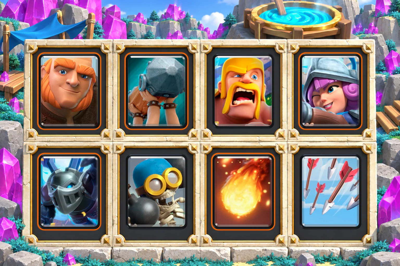 Giant Ram Barbarians Reserve: Giant, Battle Ram, Barbarians, Musketeer, Mega Minion, Bomber, Fireball, Arrows