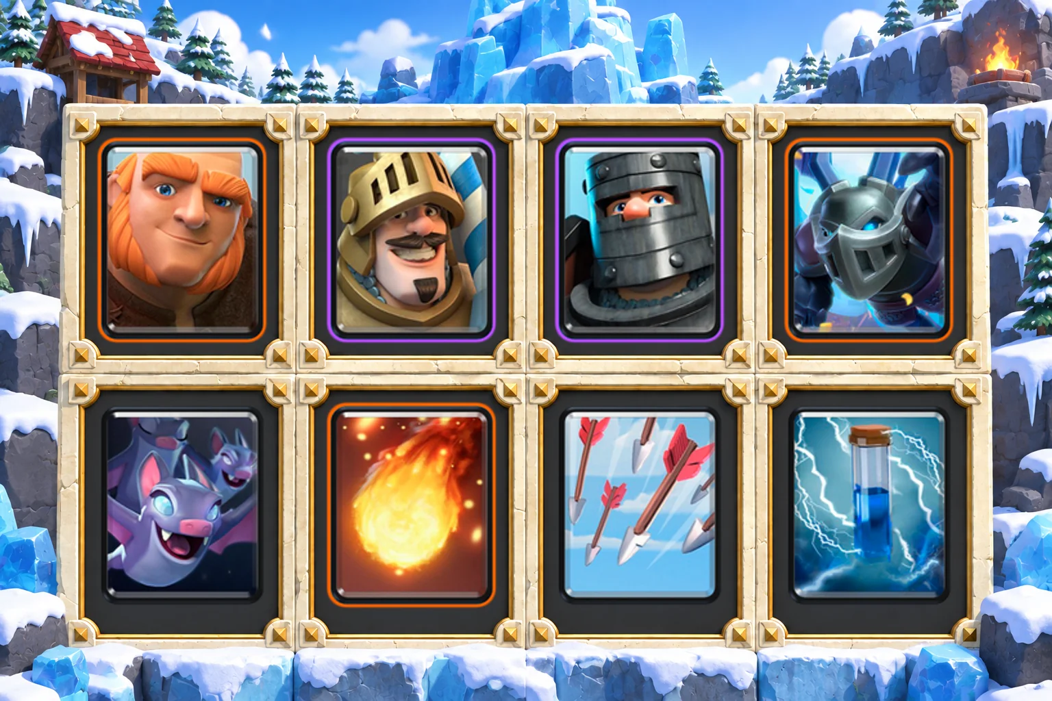 Giant Double Prince: Giant, Prince, Dark Prince, Mega Minion, Bats, Fireball, Arrows, Zap