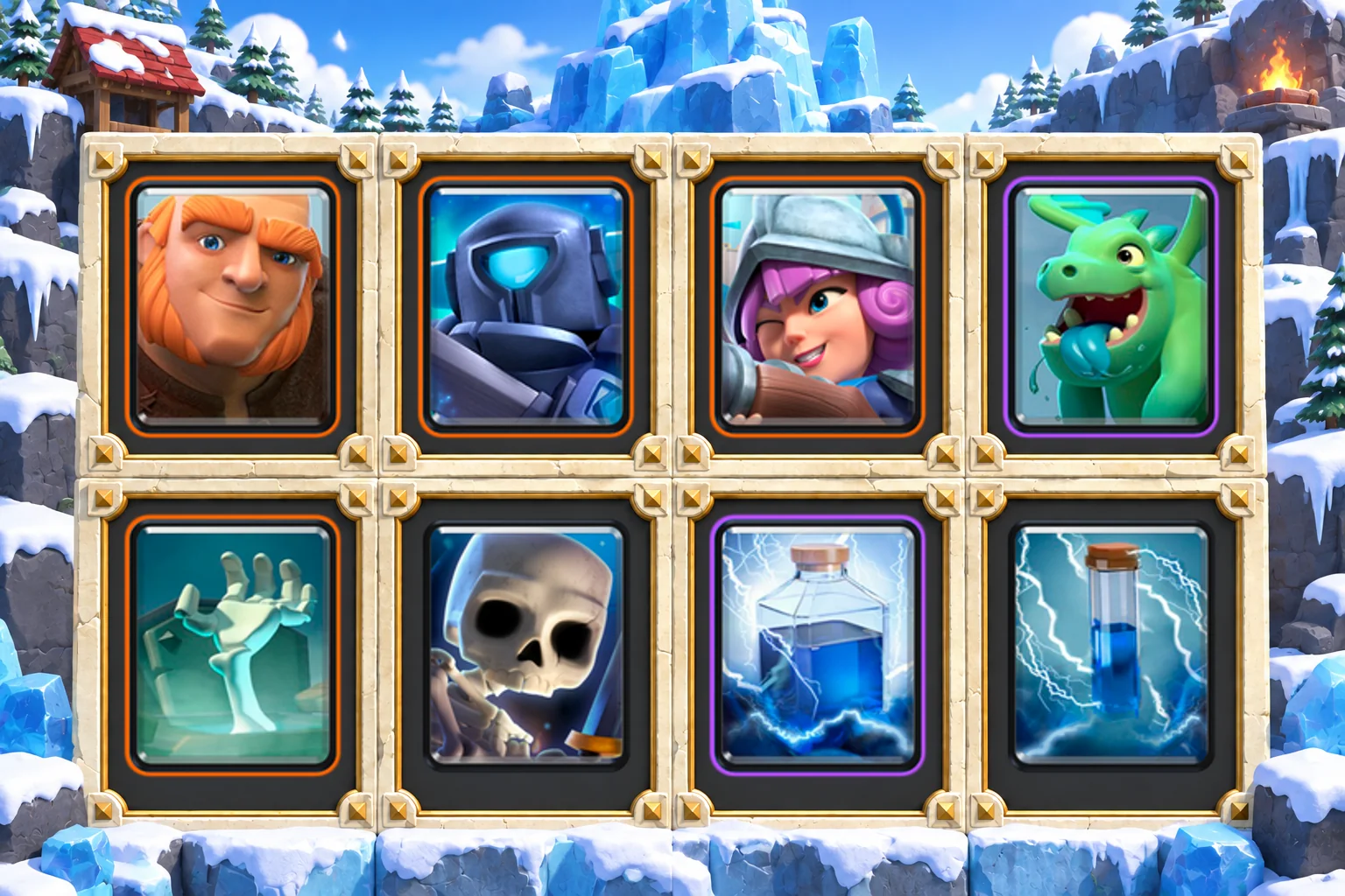 Giant Lightning Breakthrough: Giant, Mini P.E.K.K.A, Musketeer, Baby Dragon, Tombstone, Skeletons, Lightning, Zap