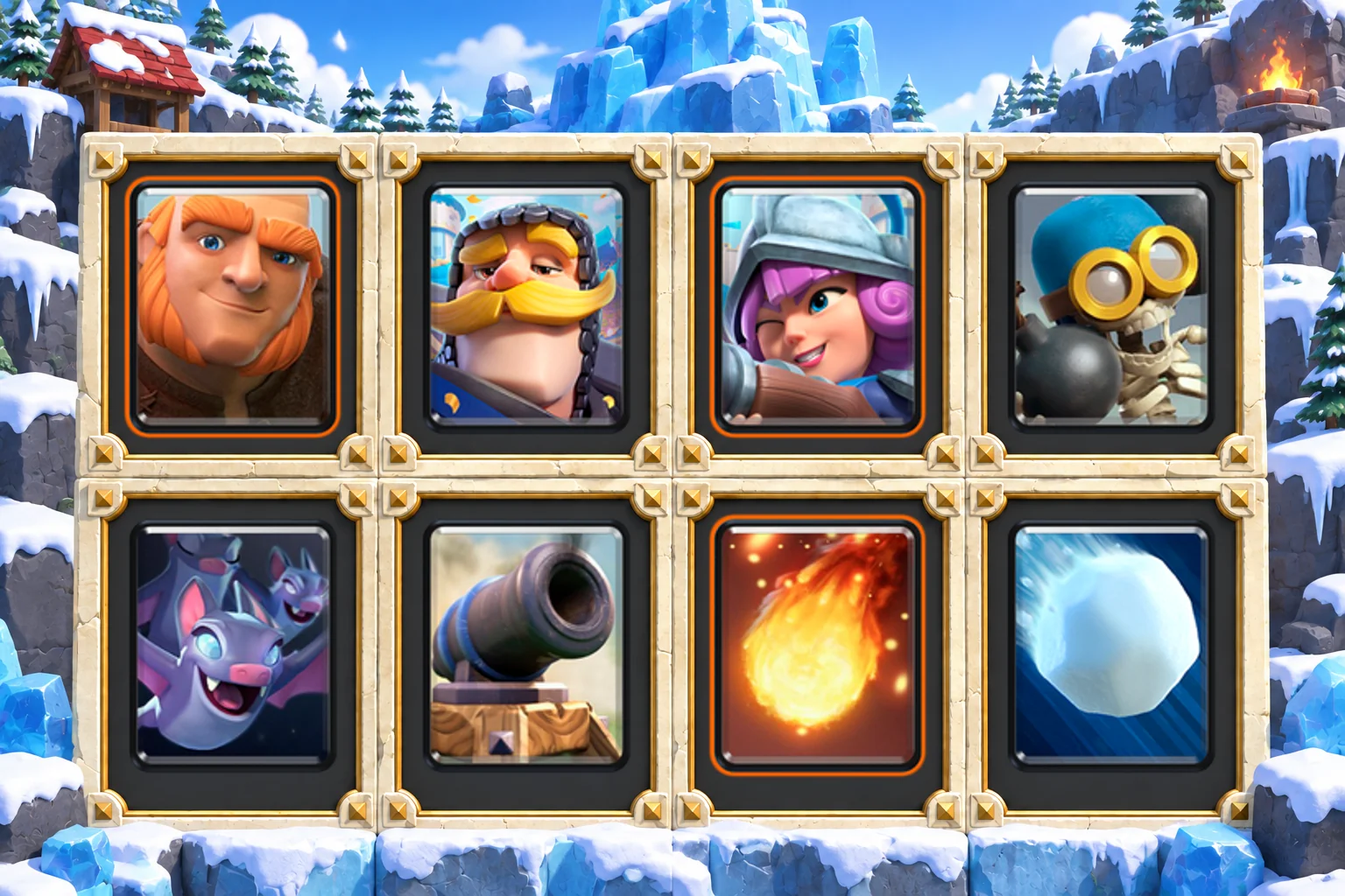 Giant Snowball Tempo: Giant, Knight, Musketeer, Bomber, Bats, Cannon, Fireball, Giant Snowball