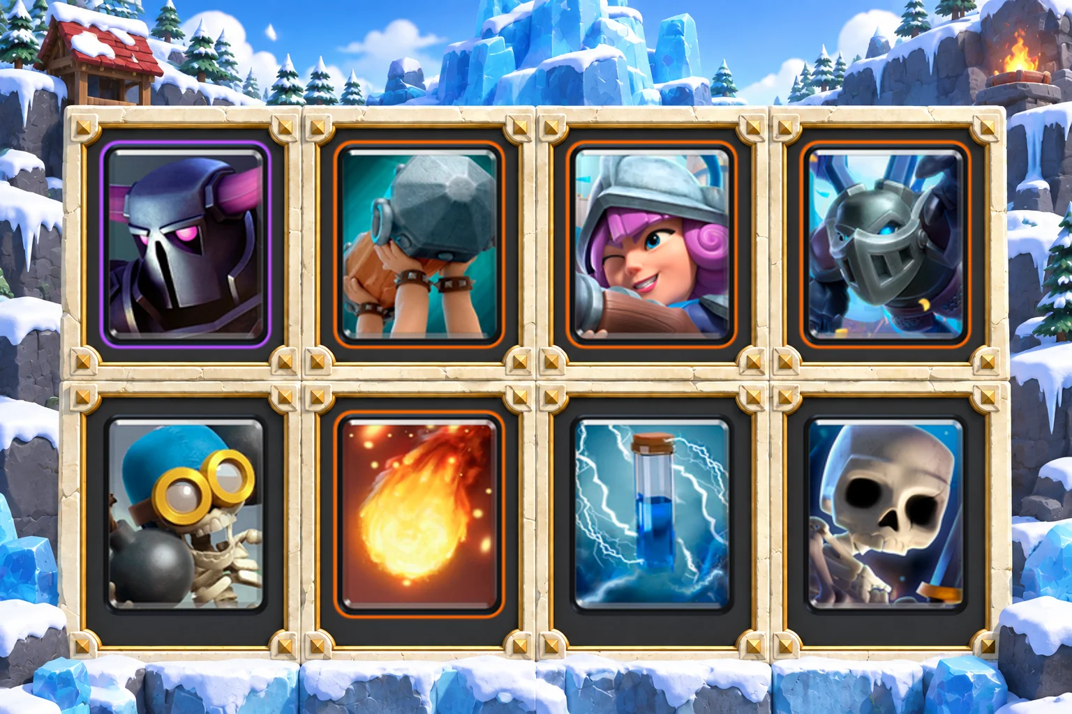 P.E.K.K.A Battle Ram Counterpush: P.E.K.K.A, Battle Ram, Musketeer, Mega Minion, Bomber, Fireball, Zap, Skeletons