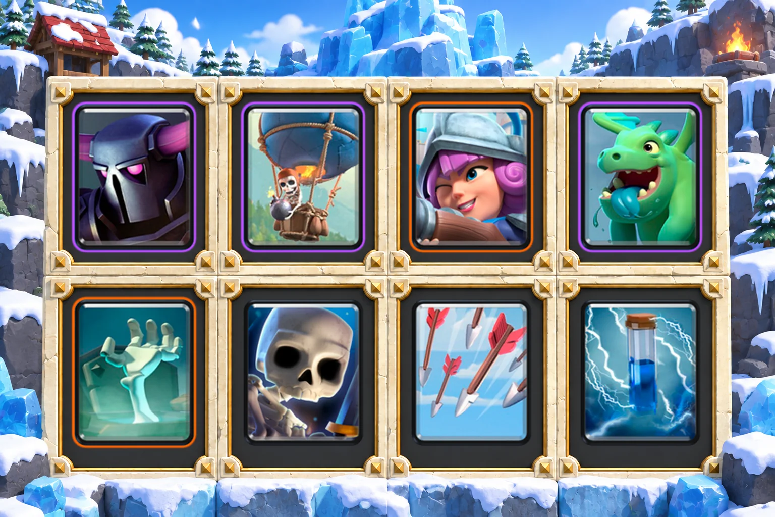 P.E.K.K.A Balloon Fork: P.E.K.K.A, Balloon, Musketeer, Baby Dragon, Tombstone, Skeletons, Arrows, Zap