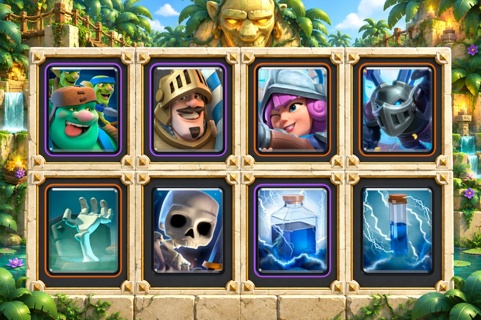 Goblin Giant Lightning Reset: Goblin Giant, Prince, Musketeer, Mega Minion, Tombstone, Skeletons, Lightning, Zap