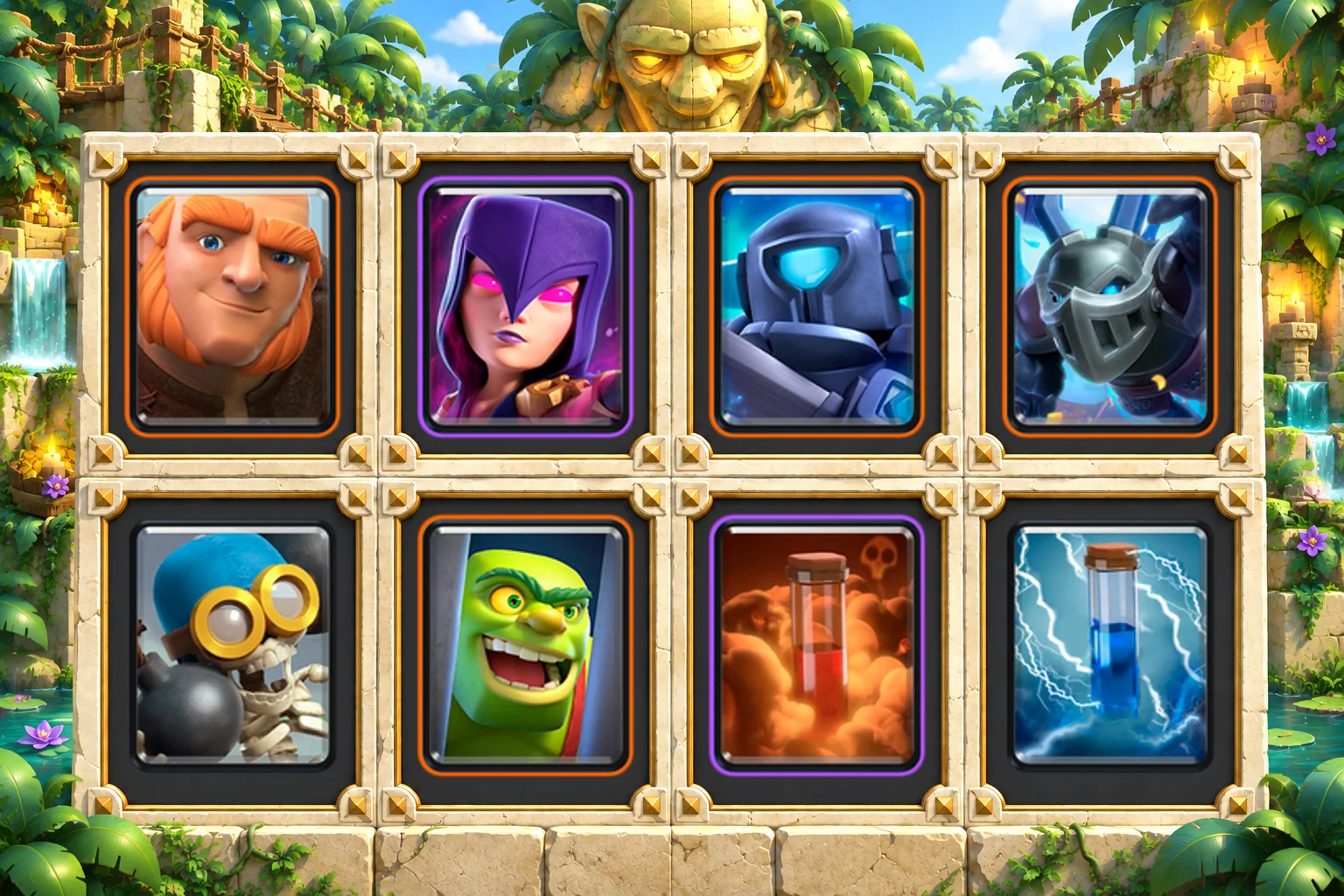 Giant Poison Witch: Giant, Witch, Mini P.E.K.K.A, Mega Minion, Bomber, Goblin Cage, Poison, Zap