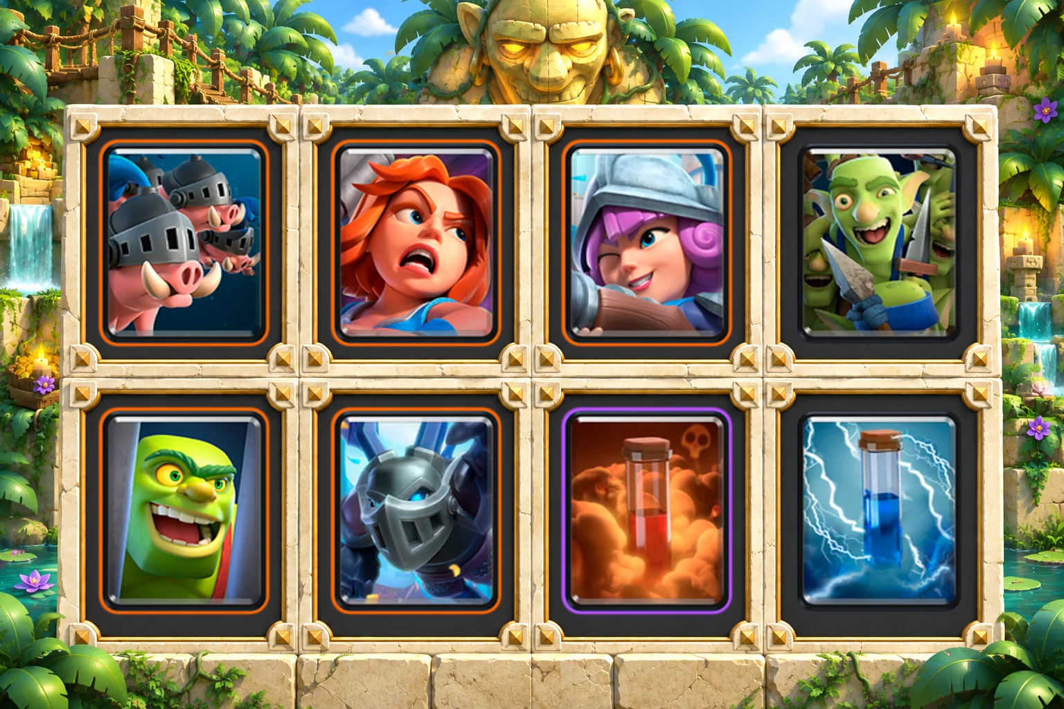 Royal Hogs Poison Cage: Royal Hogs, Valkyrie, Musketeer, Goblin Gang, Goblin Cage, Mega Minion, Poison, Zap