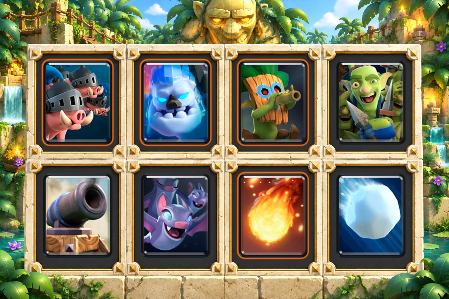 Royal Hogs Goblin Gang Cycle: Royal Hogs, Ice Golem, Dart Goblin, Goblin Gang, Cannon, Bats, Fireball, Giant Snowball