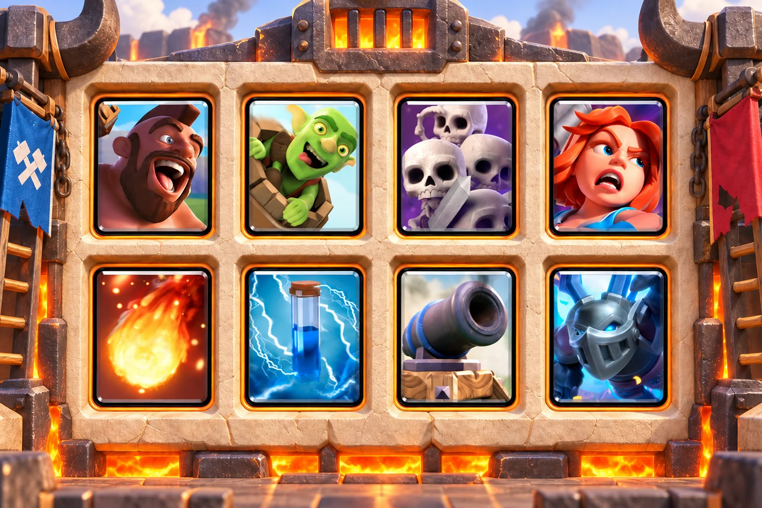 Hog Barrel Dual Pressure: Hog Rider, Goblin Barrel, Skeleton Army, Valkyrie, Fireball, Zap, Cannon, Mega Minion.