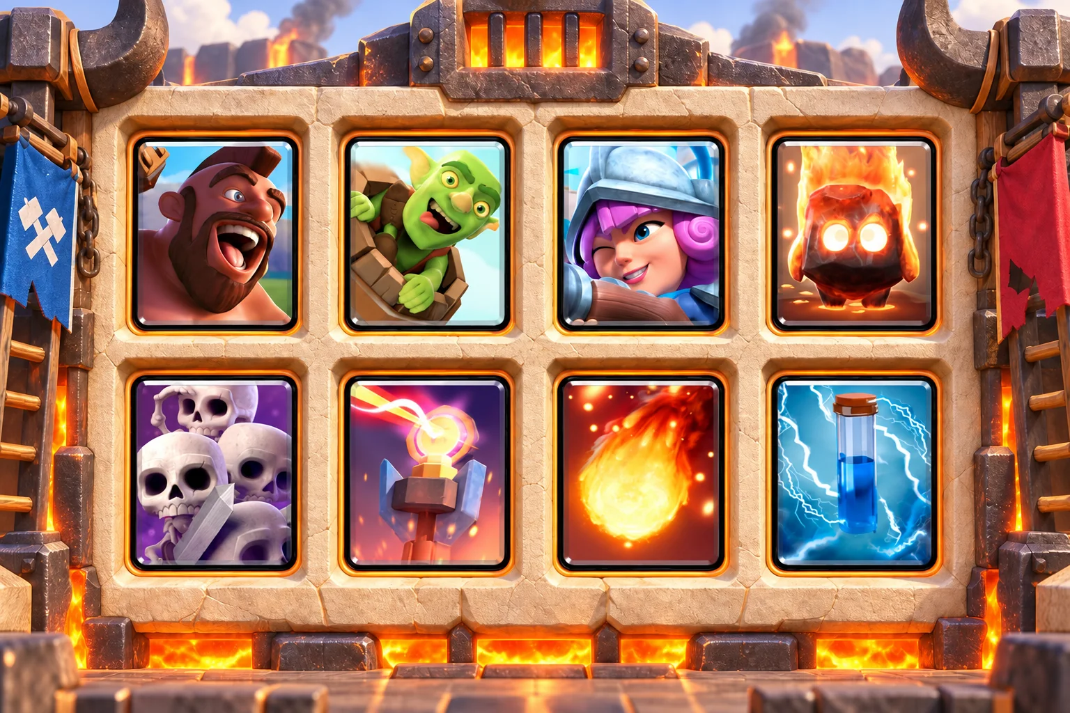 Hog Inferno Bait: Hog Rider, Goblin Barrel, Musketeer, Fire Spirit, Skeleton Army, Inferno Tower, Fireball, Zap.