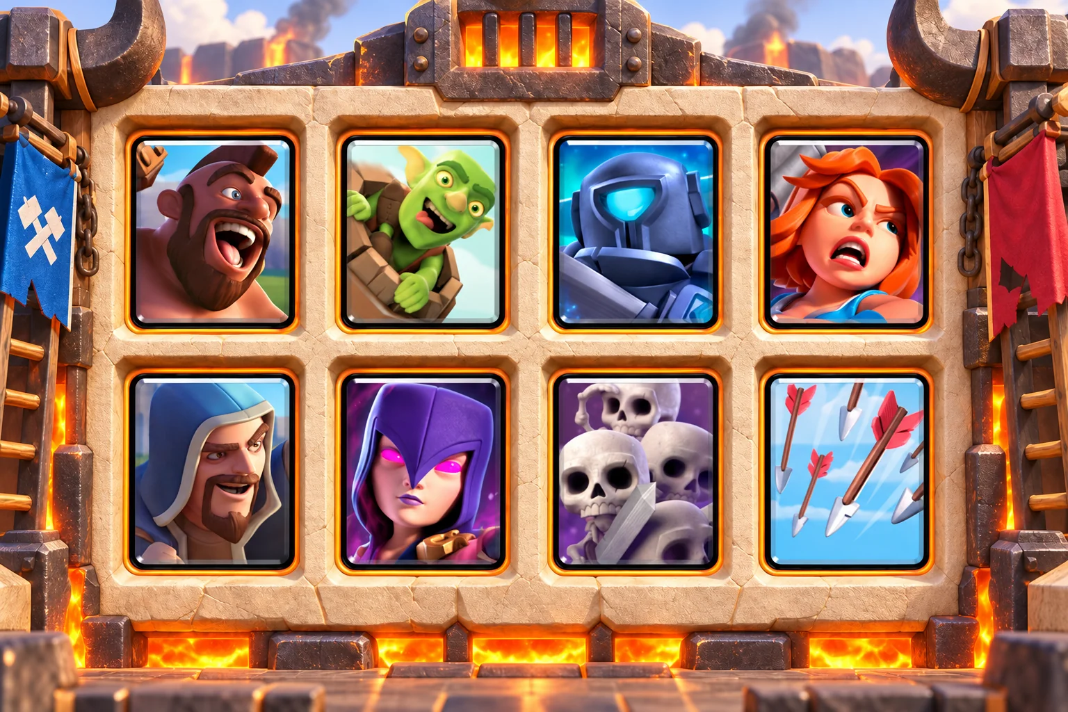 Hog Barrel Splash Pressure: Hog Rider, Goblin Barrel, Mini P.E.K.K.A, Valkyrie, Wizard, Witch, Skeleton Army, Arrows.