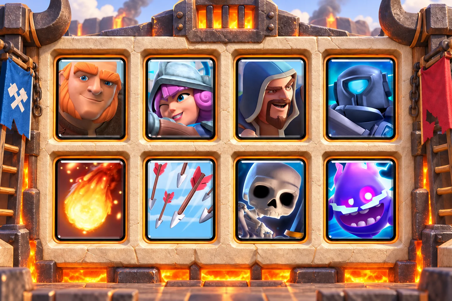 Giant Wizard Counterpush: Giant, Musketeer, Wizard, Mini P.E.K.K.A, Fireball, Arrows, Skeletons, Electro Spirit.