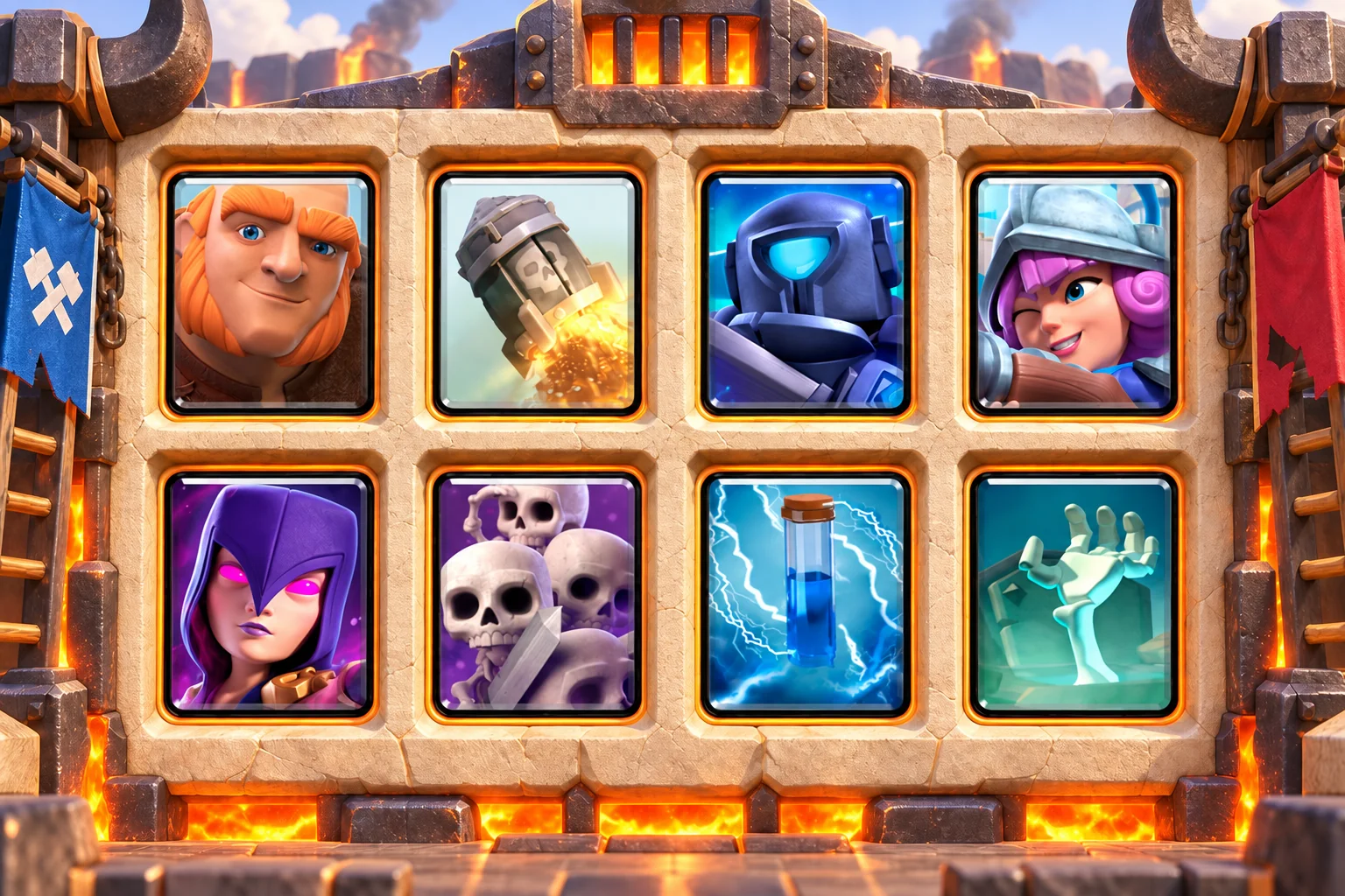 Giant Rocket Spell Pressure: Giant, Rocket, Mini P.E.K.K.A, Musketeer, Witch, Skeleton Army, Zap, Tombstone.