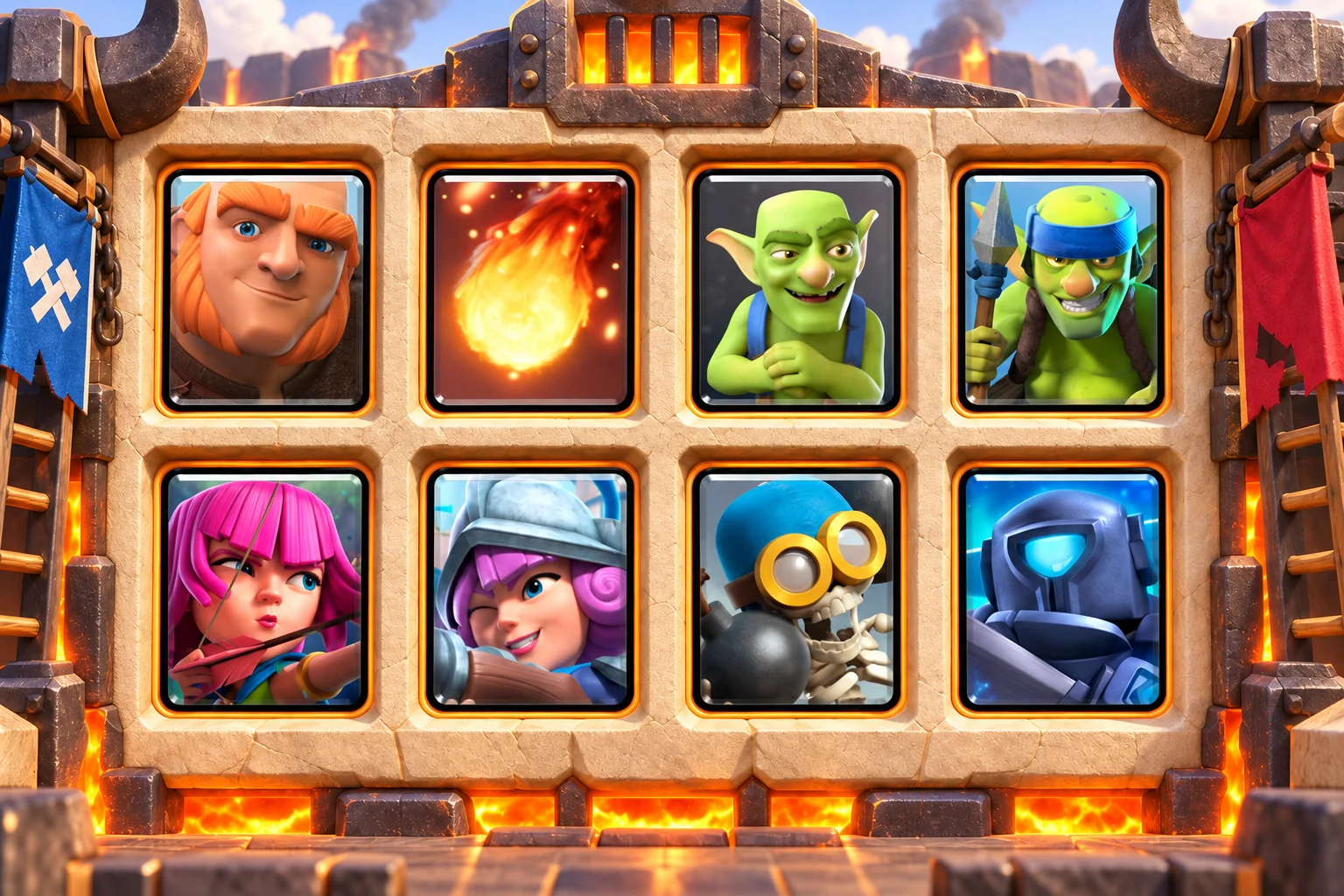 Giant Eight-Card Basics: Giant, Fireball, Goblins, Spear Goblins, Archers, Musketeer, Bomber, Mini P.E.K.K.A.