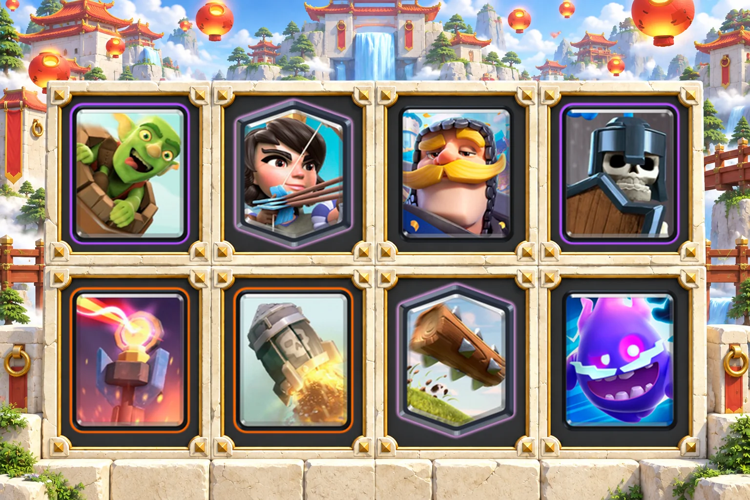 Goblin Barrel Guards Inferno with Goblin Barrel, Princess, Knight, Guards, Inferno Tower, Rocket, The Log, Electro Spirit